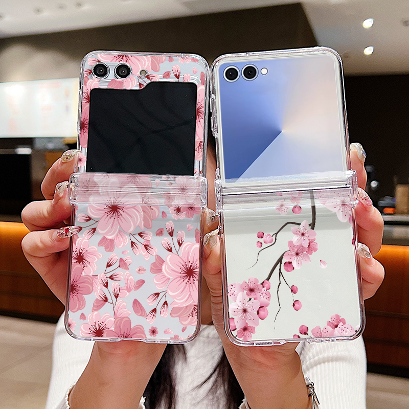 Phone Case Clear - Pink Flower Printed Phone Case For