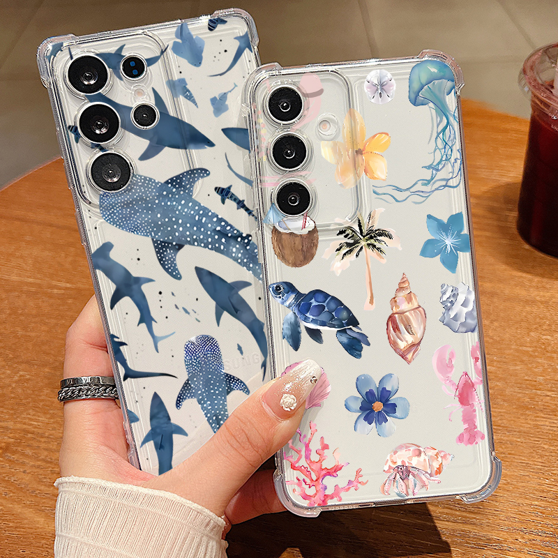Phone Case Clear - Whale Turtle Pattern Clear Phone Case