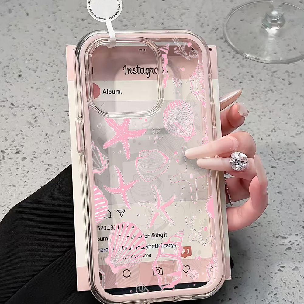 Phone Accessories To Sell - Summer Pink Seashell Clear Phone Case