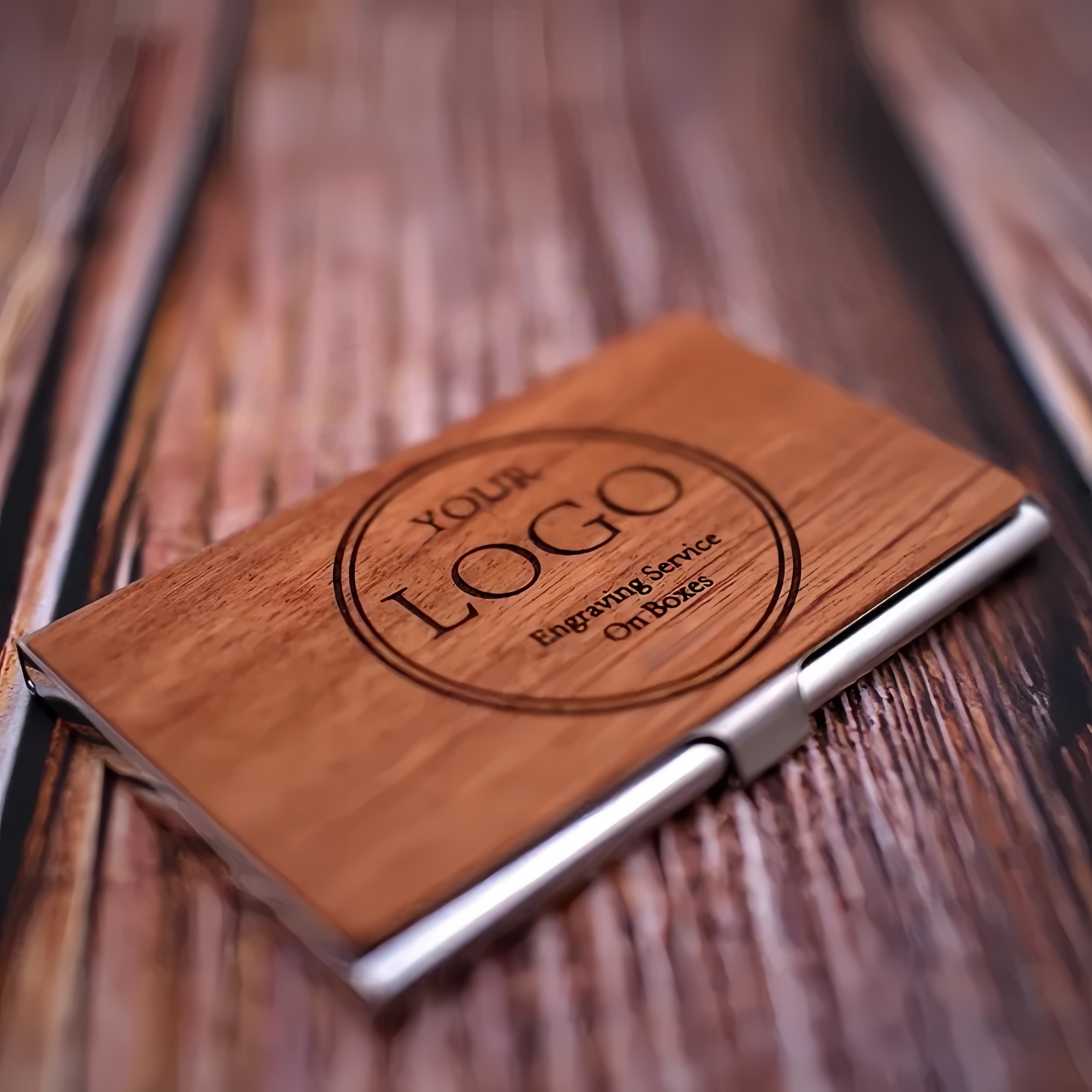 Phone Accessories Company - Custom Business Card Case Wooden Metal