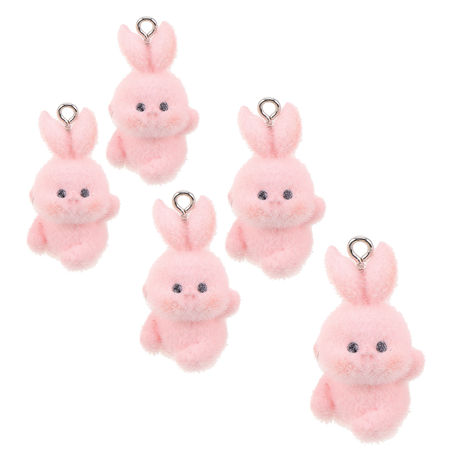 Phone Accessories For Teen Girls - 5Pcs Flocking Rabbit Charms Handmade Cute