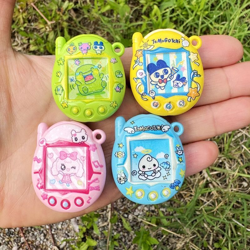 Phone Accessories Keychain - Tamagotchi double-sided printed beads DIY materials,