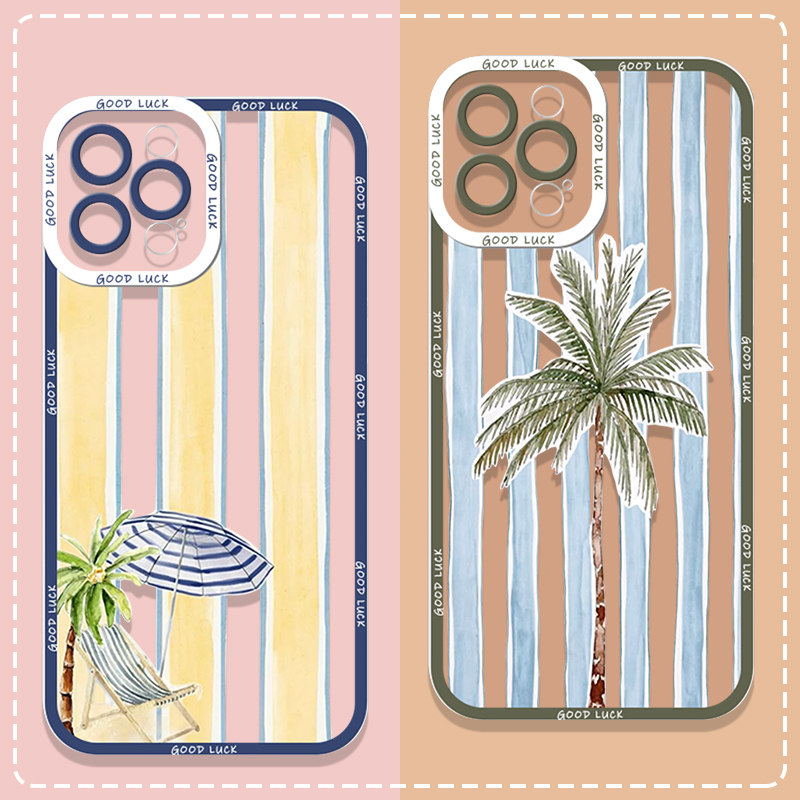 Summer Palm Coconut Tree Strip - مراجعة Phone Case Clear وسعره