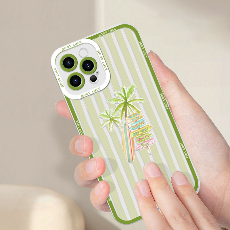 Summer Palm Coconut Tree Strip - مراجعة Phone Case Clear وسعره