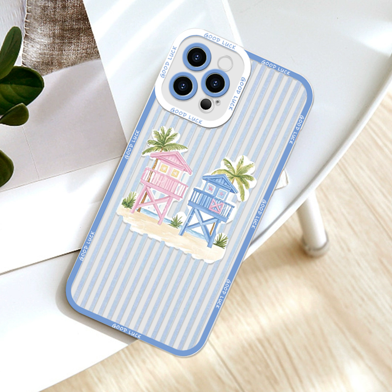 Summer Palm Coconut Tree Strip - مراجعة Phone Case Clear وسعره