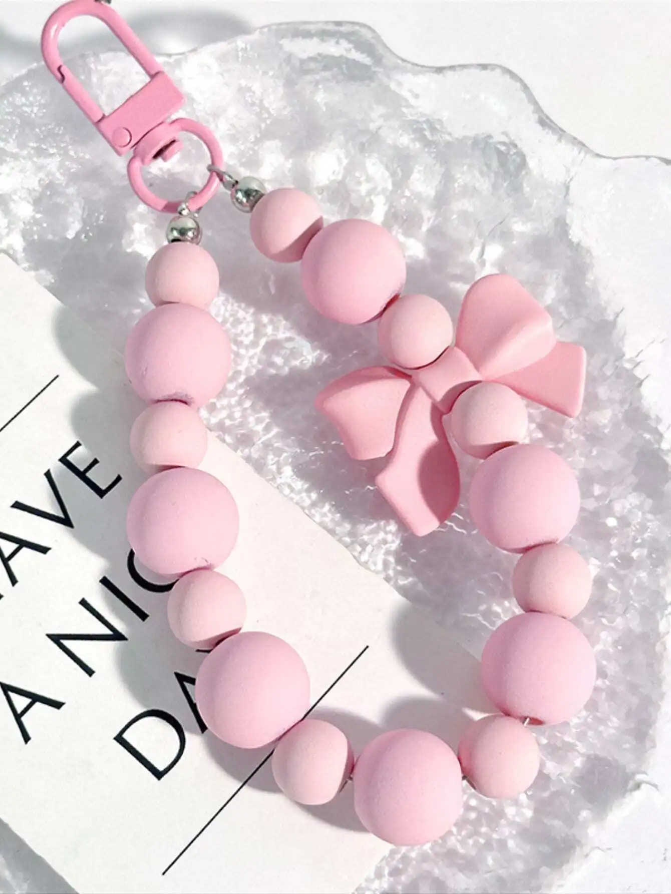 1pc Pink Pearl Bow Keychain Mo - مراجعة Phone Accessories For Teen Girls وسعره